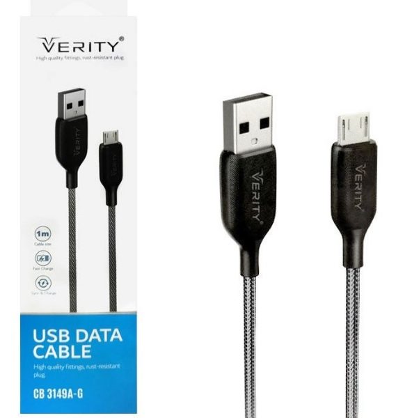 کابل میکرو یو اس بی فست شارژ Verity CB 3149A-G 1m