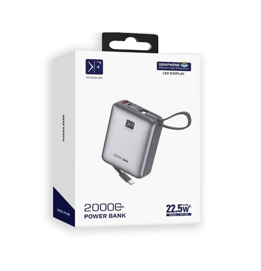 خرید فروش قیمت پاوربانک کی اف سنیور مدل PW-685 ظرفیت 20000mAh با بهترین کیفیت قابل شارژ همزمان 2 گوشی امکان شارژ 5 الی 6 بار
