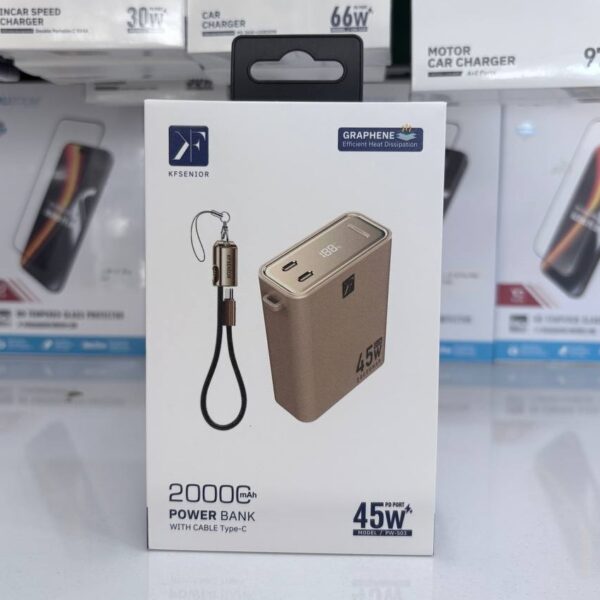 خرید فروش قیمت پاوربانک کی اف سنیور مدل PW-503 ظرفیت 20000mAh با بهترین کیفیت قابل شارژ همزمان 2 گوشی امکان شارژ 5 الی 6 بار